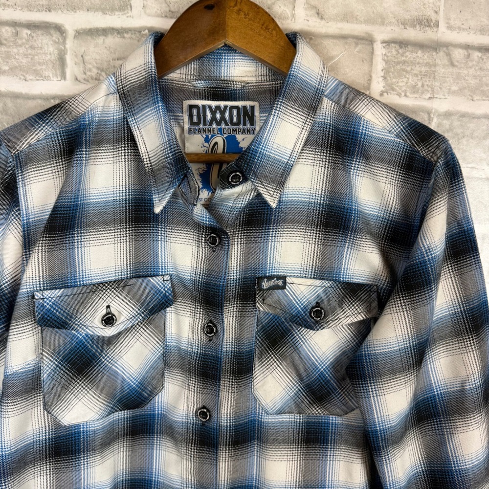 Dixxon Flannel Company West Coast Customs Blue Plaid D-Tech Shirt Womens Large